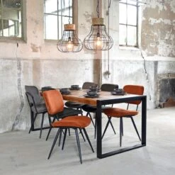 Esszimmerstuhl Vic Dunkelgrau -Möbelhaus Eetkamerstoel Vic Donkergrijs Ribcord Industrieel Zwart Onderstel