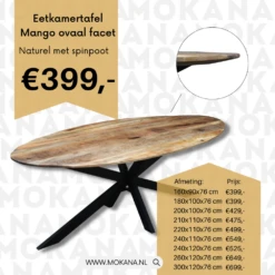 Esstisch Mango Oval Facettiert -Möbelhaus eettafel mango facet ovaal spinvoet aanbieding 1300 1000 scaled 1